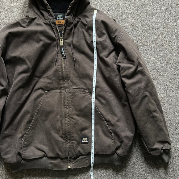 Berne Heritage Duck Canvas Hooded Active Chore Jacket Quilt Lined Brown Mens 2XL - Picture 13 of 15